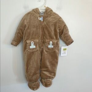 NWT Absorba Baby Infant Unisex Winter Snowsuit Hood Size 6-9 Months Plush Soft